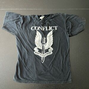 Vintage Punk Conflict “Who Kills Wins” t-shirt from 1986